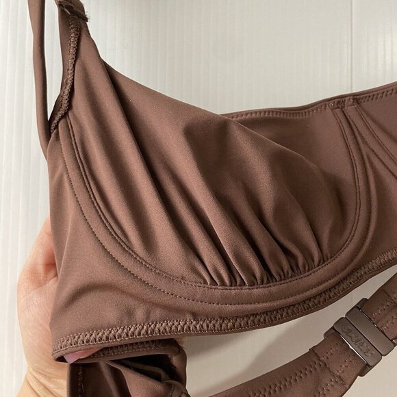 NEW SKIMS Sculpting Swim Ruched Lined Bikini Top Cocoa 4X  (BT-SCP-2759) - Picture 8 of 12